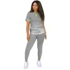 Plus Storlek S-5XL 2022 Damkläder Gradient Tracksuits Designer 2 Piece Pants Set Casual Sports Short Sleeve T Shirt Leggings Outfits