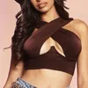 Women's Criss Cross Tank Tops Sexy Sleeveless Solid Color Cutout Front Crop Tops Party Club Streetwear Summer Lady Bustier Tops