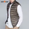 Covrlge Casual Light Men Down Down Vest Top Selling Zipper Duży rozmiar Przyjazd 6 Kolory Mężczyzna White Duck Down Vest MWB014 211104