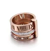Roman Numerals de dedo anéis de aço inoxidável anel de strass para as mulheres festa valentine presentes jóias de casamento