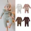 Kläder uppsättningar 0-24m född baby set polka dot romper + byxa kostym pojke tjej kläder spädbarn bomull långärmad jumpsuit