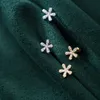 Real Sterling Silver 925 Classic Flower Stud Earrings För Kvinnor Rensa CZ Guld Färg Ear Pins Studs Fine Charm Smycken 210707