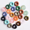 Natursten Quartz Crystal Tiger Eye Opal Turquoes Circle 15mm Donut Charms Pendant för DIY smycken gör halsband