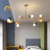 Nordic Macaron Glass Chandelier Lighitng Living Room Dinning Kök Hängande Lampa Barn LED Tak Ljuskronor