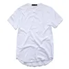 7 Cores Mens Camiseta Moda Estendida Street Stylet-Camisa Roupas Bainha Curva Linha Longa Tees Hip Hop Urbano Em Branco Camisas Básicas