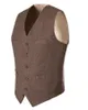 Men's Vests 2021 Brown Wool Herringbone Groom Vest Formal Groom's Wear Suit For Wedding Waistcoat Plus Size