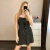 Женские летние платья Sundress Solidka Dot Printing V-образным вырезом Талия черное белое красное мини-платье 210507