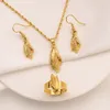 Ny mode retro majs hängsmycke halsband örhängen guld fyllda charm smycken sätter fint bearbetade, ljus gjorda i Italien