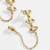 Stud 1 paio di orecchini con catene a cuore di alta qualità per gioielli da donna color argento colore oro catena occhio strass trasparente