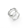 3 цвета высочайшего качества роскошных стилей женщин дизайнерская кольцо CZ камень из двух частей пару кольца титановая сталь дизайн B буква мода ювелирные изделия оптом