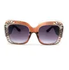 High quality lady bee big box sunglasses rhinestone letter sealed glasses travel driving sunshade mirror social gift