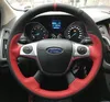 För Ford Focus Mondeo Edge Kuga DIY Custom Leather Suede Steering Wheel Cover Auto Parts