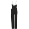 Women's Jumpsuits & Rompers Ocstrade Runway Fashion Black And White Bandage Jumpsuit 2021 Summer Sexy Women Bodycon Evening Party