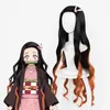 Demon Slayer Kimetsu no Yaiba Kamado Nezuko Cosplay Wig Heat Resistant Synthetic Hair Wigs +Wig Cap + Bamboo Props Sealing Stick Y0903