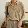 IEFB Корейский тренд маленький леопардовый принт рубашка мужская личность ниша дизайн отворотный отворот одиночные рубашки с половиной рукавами для мужчин 210524