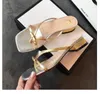 2021 designer slides slippers Women flip flops Leather sandal Double Metal Black Red White Brown Summer Beach Sandals with BOX 01