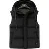 Höst Winter Mäns Casual Hooded Vest Solid Ärmlös Jacka Man Tjock Varm Waistcoat Zipper Västar med Fickor Ytterkläder 211111