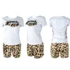 Kvinnor Leopard Lips Mönster Tracksuits Sommar Fashion Trend Kortärmad Shorts Passar Designer Kvinna Casual Loose Sport 2st sätter kläder