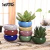 Yefine 8 teile / los Eiscrack Keramik Blumentöpfe Für saftige Pflanzen Kleine Bonsai Pot Home und Garten Dekor Mini Sukkulente Pflanztöpfe LJ201222