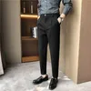겨울 모직 남자 정장 바지 캐주얼 비즈니스 드레스 바지 슬림 맞는 공식 사무실 사회 바지 Pantalon Homme Classique 210527