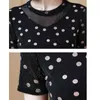 Été à manches courtes chemises femmes décontracté à pois maille Blouse grande taille 4XL pull haut court 9157 50 210508