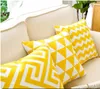 家の装飾刺繍クッションカバー黄色の幾何学キャンバスコットンスクエア刺繍枕45x45cmシャムクッション/装飾