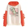 Sondr mignon dessin animé mode femmes sweat-shirt décontracté imprimé à manches longues épissure dinosaure sweats à capuche hauts ropa mujer 210803