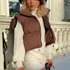 ZXQJ Vintage Women Warm Short Waistcoats Autumn-Winter Fashion Ladies Cute Puffer Vest Coats Sweet Girls Chic Outerwear 211123