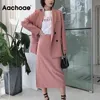 Aachoae Fashion Pink And Khaki Blazer Donna Doppiopetto Casual Office Coat Lady Collo a scialle Elegante Blazer Feminino 210413