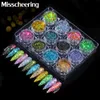 12 Boxes Sparkly Sequins 3D Hexagon Colorful Flakes Light Change Glitter Powders Dazzling Charm Nail Art Decorations