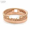 Fysara 3pcs/set Charm Pearl Cuff Bracelets Women Jewelry Accessories Rose Gold Color Roman Bangles Wire Twist Cuff Bracelets Q0717