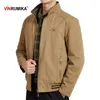 Spring Autumn Europe Middle Aged Men's Double-Sided 100% Cotton Casual Father Style Khaki Jacket Coat Man Black blue Coats 210811