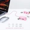 Lovely Pig Style 3 Port USB 2.0 Hubs Cable Extension with 3 piglet decoration lids,One Piggy Micro SD Card Reader TF adaptor for PC, Laptop USB-ports expansion adapter