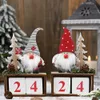 Christmas Desktop Ornament Santa Claus Gnome Wooden Calendar Advent Countdown Decoration Home Tabletop Decor DH5766