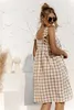 フリルマタニティドレス夏の妊娠中の衣装のカジュアルな格子縞のドレスファッション210922