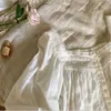 Księżniczka Vintage White Color Pełne Rękawy Koszulki Kobiety Jesień Czysta Bawełna Długa Noc Dress Girls Słodki Miękki Dom 210924