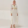 Women's Runway Dress O Neck Long Flare Sleeves Sequined Appliques Loose Design Elegant Maxi Designer Robes Vestidos