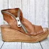 womens leather wedge heels