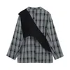 Höst koreanska vintage plaid blazers kvinnor casual oversized kvinnliga kostymjackor streetwear damer outwear mode kläder 211019