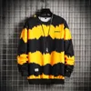 Mode lichtgewicht sweatshirt zwart gestreepte lente herfst hiphop losse casual mannen tie-dye streetwear kleding 211014