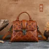 Luxo Pequeno Square Bag Genuine Bolsa Feminina Bolsa Primeira Camada de Caçador de Caçador 2021 Tendência Estilo Retro Bags Designer