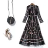 Casual Dresses Qian Han Zi Spring Summer Designer Dress Women's Long Sleeve Mesh Embroidered Vintage Black Slim Party Maxi