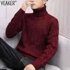 2020 New Men's Thick Turtleneck Sweater Pullovers Male Autumn Winter Solid Color High Neck Knitted Sweaters Knitwear M-3XLp0805