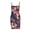 Vrouwen Jurk Floral Gedrukt Elegante Mode Mouwloze Backless Spaghetti Strapless Low-Cut Borst Hoge Taille Mini 210522