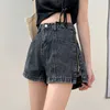 Surmiitro zomer koreaanse stijl denim shorts vrouwen mode blauwe rits korte broek jeans hoge taille shorts vrouw 210712