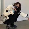 Kvinnors päls faux vinter svart och vit tabby hund varm kort kappa koreanska gatan mode imitation mink lapl långärmad streetwear