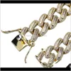 Łańcuch linków bransoletki biżuteria złoto do bruku mikro męscy link mrożony brześniczka kolor Miami Splated Cuban 18 mm cyrkon Jllow Yydhhome