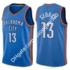 2021 Heren Basketbal Jerseys Print Russell 0 Westbrook Paul 13 George White Black Blue Orange Gray Good Quality College Gedrukt