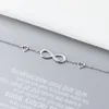 Kvinnor 925 Sterling Silver Infinity Armband Hjärta med kubik Zirconia Paved Crystal Justerbar Endless Love Symbol Charms Friendship Anniversary Födelsedaggåva