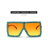 Европейская и американская мода большие солнцезащитные очки оптом женские квадратные алмазные рамки Eyeglass